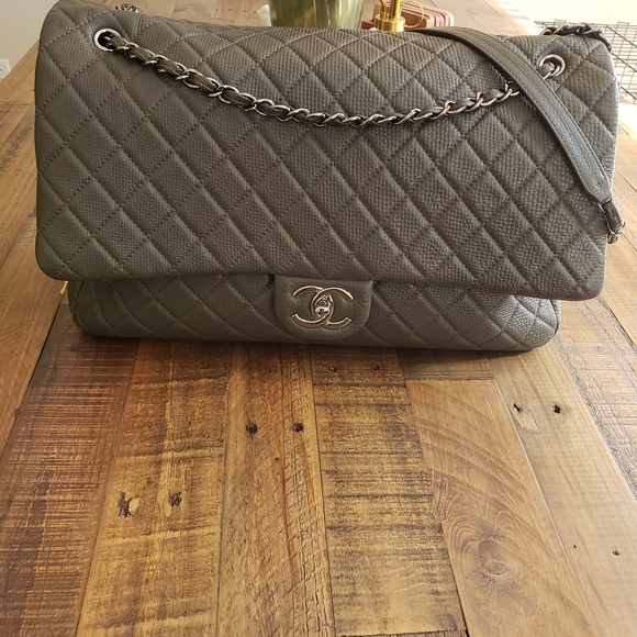 Chanel XXL Airline Gray Quilted Shoulder Bag with Chain Strap - Picture 1 of 5